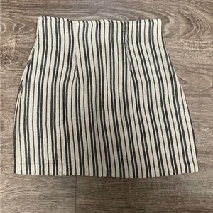 Charlotte Russe Linen Rayon Stripe Mini Skirt Tan Black Size 3 Vintage Y2K